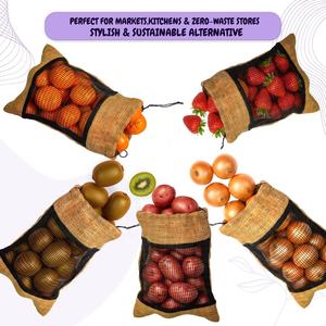 Bolsa de Yute Reutilizable con Cordón, 25*20 cm, Ligera, Capacidad de 1 KG, Transpirable, para Frutas y Verduras, LMC - Product Image 5