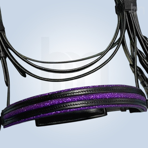Bridon de cheval en cuir anatomique de qualité supérieure, rose scintillant, ergonomique, avec frontale et muserolle en acier inoxydable, pour dressage anglais - Product Image 5