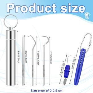Set Dentale Professionale in Acciaio Inossidabile da 5 Pezzi per la Pulizia dei Denti, Formato da Viaggio, per Igiene Orale, Include Stuzzicadenti, Raschietto, Porta Stuzzicadenti e Custodia - Product Image 1