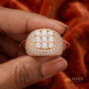 Rose Gold Mens Moissanite Cluster <b>Ring</b> Hip Hop Anillo <b>Iced</b> Out Round Cut Luxury Jewelry Regalo Para Hombre - Product Image 5