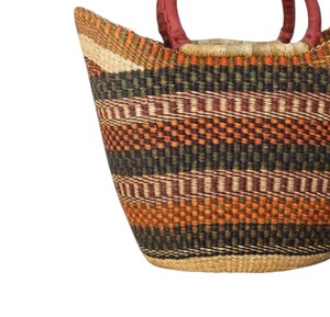 Modern Wing Shape Seagrass Handbags Red Leather Handles Handcrafted Woven <b>Straw</b> <b>Tote</b> <b>Bag</b> Fashion Women Summer OEM - Product Image 4