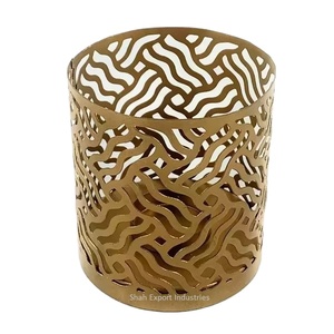 Bougeoir votif en métal fer décoratif pour la maison fini or pour la décoration de la maison et du mariage bougie votive de forme ronde - Product Image 1