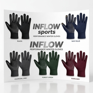 Gants complets gris foncé en polyester, isolés thermiquement, pour l'extérieur, unisexes, pour l'hiver - Product Image 5