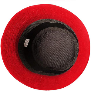 Chapeau Fedora en lin rouge élégant avec bande en satin à fleur de rose, chapeau d'église classique vintage pour femme, cloche de fête printemps automne - Product Image 3