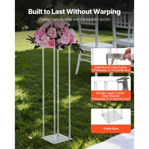 10 Pezzi Colonne Acriliche da 31,5 Pollici per Fiori, Espositori Floreali Cilindrici Cubici per Matrimoni, Supporti Floreali per Matrimoni - Product Image 3