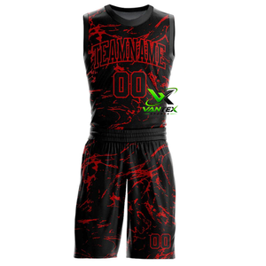 Conjunto de Uniforme de Baloncesto Personalizado VANTEX 23, Transpirable y Ecológico para Hombre, Diseño Geométrico Rojo y Negro - Product Image 5