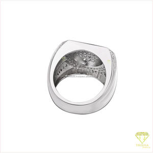 Anillo Ovalado de Lujo para Hombre en Plata de Ley 925 con Diamante Moissanita y Estilo de Piedra Brillante para Negocios de Joyería al por Mayor - Product Image 3