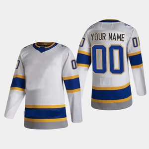 Men's Ice Hockey Jersey Blue White Orange <b>Heat</b>-Transfer Printed 3D Embroidery Custom Team Moisture Wicking Short Sleeve Baseball - Product Image 3