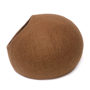 Cat Cave Wholesale Supplier Round Wool Felt Cat <b>Bed</b> Cave Solid Brown Soft Indoor Pet <b>Bed</b> Minimalist Style Hand Wash Only Non-Rem - Product Image 3