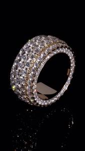 Custom Lab Grown Diamond Eternity <b>Ring</b> 925 <b>Silver</b> 10K 14K 18K Gold Four Row Large Round Iced Out <b>Men</b> Wedding Band Wholesale B2B - Product Image 3