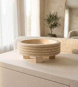 Travertine ชามใส่ผลไม้หินธรรมชาติทำมือสุดหรูสำหรับตกแต่งบ้านและให้เป็นของขวัญ - Product Image 4