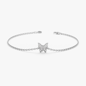 Pulsera de Mariposa con Diamantes de Laboratorio VB-21SR en Oro Amarillo de 10K y 14K, Cadena de Eslabones de Plata 925, Pulseras con Dijes para Mujer, Joyería Fina - Product Image 2