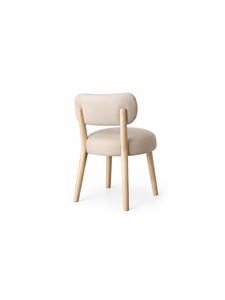 Silla de Comedor Moderna Escandinava, Asiento y Respaldo Tapizados en Beige, Patas de Madera - Product Image 5