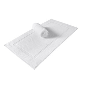 Alfombrillas de Baño Blancas de Alta Calidad, 100% Algodón Puro, Tejidas, Ecológicas, de Secado Rápido, con Banda, para Ducha, Baño, Hotel - Product Image 1