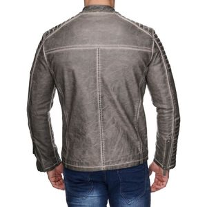 Men's Genuine Leather <b>Jacket</b> Vintage Washed Zip Up Bomber Coat Breathable Windproof <b>Winter</b> Outerwear - Product Image 5