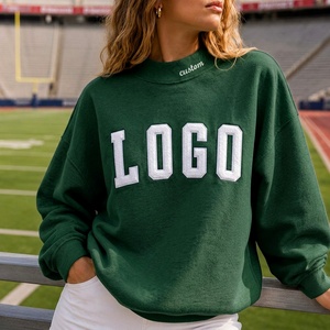 Suéter de Punto Personalizado para Mujer, Talla Grande, 100% Algodón, Cuello Redondo, Logotipo Bordado Vintage, Ropa Casual - Product Image 1