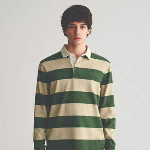 เสื้อโปโลลายทางลำลองสำหรับผู้ชาย - เนื้อผ้านุ่ม ทนทาน เหมาะสำหรับใส่เล่นกีฬาและชุดลำลองทุกวัน เสื้อรักบี้ OEM - Product Image 1