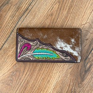 กระเป๋าสตางค์หนังวัวขนสัตว์สไตล์วินเทจมีสไตล์ดีไซเนอร์เคสโทรศัพท์แกะสลักด้วยมือทำจากไนลอนตัวยาวแบบพับได้-ใช้ได้หลากหลายคอลเลกชัน - Product Image 4