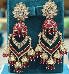 Hermosos pendientes Kundan de calidad superior Hermoso aspecto perfecto para ropa de boda y ocasiones especiales Ropa tradicional - Product Image 2