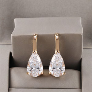SHRAMAN DIAMOND Classic Design Women's 10K Solid Gold <b>Teardrop</b> Pear Shaped Lab Grown Diamond Solitaire <b>Stud</b> Trendy <b>Earrings</b> Gift - Product Image 5