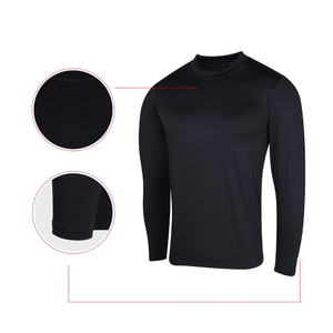 <b>Men's</b> Black Long Sleeve Crew Neck Compression Shirt Quick Dry Polyester Athletic Top Regular Fit All Seasons <b>Pullover</b> - Product Image 6