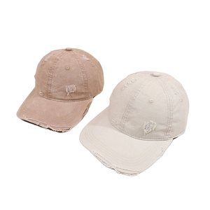 Casquette de baseball unisexe déchirée, 6 panneaux, en coton, style vintage, ajustement réglable, couleur unie, détails déchirés, chapeau décontracté printemps-été - Product Image 4