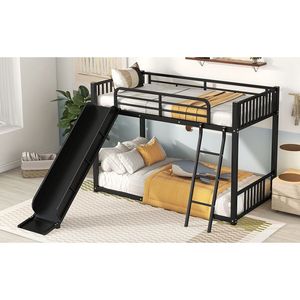 Letto a Castello in Metallo Nero con Scivolo per Bambini - Product Image 4