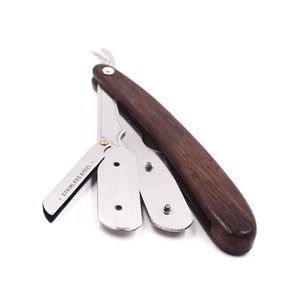 Wholesale Walnut Wood Handle <b>Swing</b> Lock Barber Straight Razor Genuine Natural Wood Grip Stainless Steel Blade for Men Manual Sha - Product Image 4