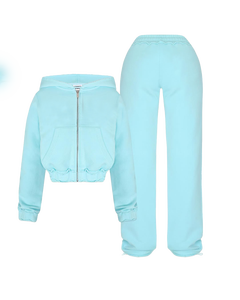 ชุดวอร์มเอวต่ำมีซิปรูดแบบลำลองสำหรับผู้หญิงชุดวอร์มทรงหลวมปักโลโก้ผ้าเทอร์รี่ผ้าปักลายสำหรับฤดูหนาว - Product Image 1