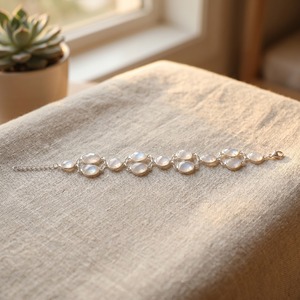 Natural Rainbow Moonstone <b>Bracelet</b> 925 Sterling Silver Adjustable Link <b>Bracelet</b> Gemstone Jewelry Minimalist Elegant Gift For Her - Product Image 2