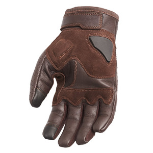 Unisex Brown Leather Racing <b>Gloves</b> Full Finger Breathable Panelled Design Buckle Closure Outdoor Riding Use - Product Image 4