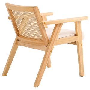 Poltrona Moderna Retrò Stile Mid-Century per Soggiorno, con Schienale in Rattan PU e Rivestimento in Velluto, per Uso in Centri Commerciali e Camere da Letto - Product Image 4