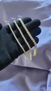 Pulsera de plata de ley 925 con diamantes de moissanita, pulsera de diamantes personalizada, regalo para boda - Product Image 5
