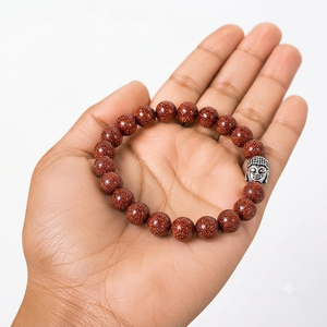 Bracelet Bouddha en perles de grès doré de haute qualité, cadeau romantique, bijou de charme tendance pour hommes et femmes, énergie et méditation - Product Image 2
