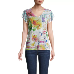 Camisetas de Verano para Mujer, Casuales, con Logotipo Personalizable por Sublimación, 100% Poliéster, de Alta Calidad, Secado Rápido y Transpirables - Product Image 1