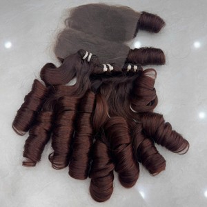 Extensiones de Cabello Humano Vietnamita Virgen SUPER DOUBLE DRAWN PIANO ORANGE FUNMI BOUNCY CURLS, Tejido Doble a Máquina, para Pelucas - Product Image 2