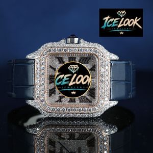 Reloj de Cuarzo Analógico para Hombre con Esfera Cuadrada, Chapado en Oro Rosa, con Diamantes, Caja de Acero Inoxidable, Correa de 20 mm, para Fiestas y Uso Diario - Product Image 1