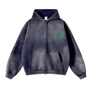 Sweat à capuche zippé en polaire pour homme Behram International, coupe classique, couleur unie, décontracté, pour l'automne, effet délavé - Product Image 5