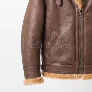 Abrigos de piel de oveja 100% genuinos con cuello de piel, diseño clásico, diseño personalizado, chaqueta de cuero en venta a precio de mayoreo. - Product Image 4