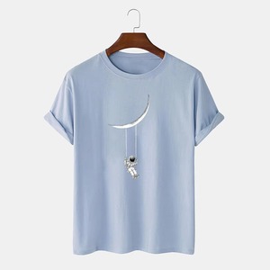 Camisetas de hombre de alta calidad recién llegadas, estilo urbano, de algodón, con hombros caídos, corte holgado, transpirables. - Product Image 1