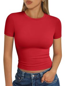 Camiseta Corta con Tela Transpirable de Secado Rápido, Ecológica, Ajustada, de Manga Corta y Cuello Redondo para Mujer - Product Image 2