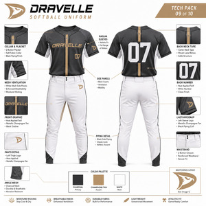 Ensemble uniforme de baseball et softball pour hommes en gros – Maillot et pantalon 100 % polyester micro-mesh respirant par sublimation - Product Image 5