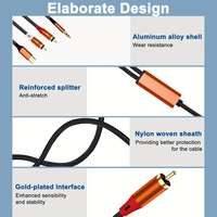 Câble audio tressé en nylon plaqué or double RCA 3,5 mm JAYA pour ordinateur et autoradio – Ventes directes usine