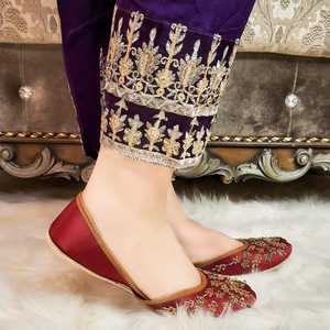 Latest Design Printing Girls Embroidery Design <b>Red</b> Color Traditional Summer Wedding Khussa Jutti Punjabi Style Footwear Khussas - Product Image 1