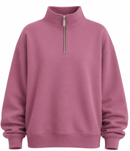 Sweat-shirt oversize pour femme Minimal Club à col montant, style streetwear, bleu, avec lettres en relief, épaules tombantes, tricoté et brodé - Product Image 1