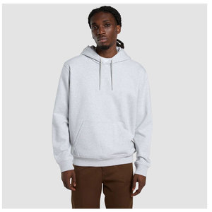 Sweat-shirt décontracté pour homme en molleton de coton gris clair à capuche, coupe classique, avec poche avant, idéal pour l'automne - Product Image 1