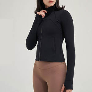 Chaqueta deportiva de cuello alto para mujer, top deportivo de manga larga, ropa de fitness con cremallera, chaqueta de yoga, más vendida. - Product Image 3