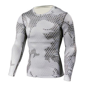 Rashguard de manga larga de compresión de alta calidad, tela de Spandex de secado rápido, logotipo personalizado, impresión sublimada para uso en gimnasio MMA - Product Image 1