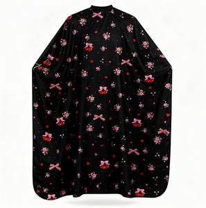 Cape de Coiffure pour Adultes - Cape de Salon pour Femmes avec Nœud Cerise Adorable, Résistante à l'Eau, Écologique, de Haute Qualité, avec Clip - Product Image 1