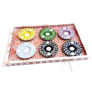 Juego de bandejas de servir de madera de acacia pulida con incrustaciones de nácar estilo animal, color y tamaño personalizados para uso en el hogar, hoteles y restaurantes - Product Image 6